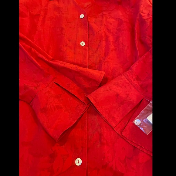 True Beauty by Emme sheer floral blouse red ; 18 - Picture 6 of 12